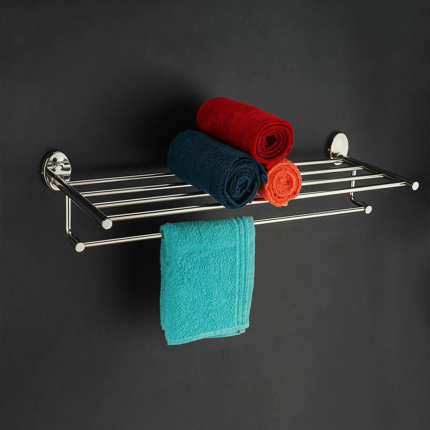 Stainless Steel Wall-Mounted Towel Rack with Multi-Functional Bars for Efficient Bathroom Storage - Image 2