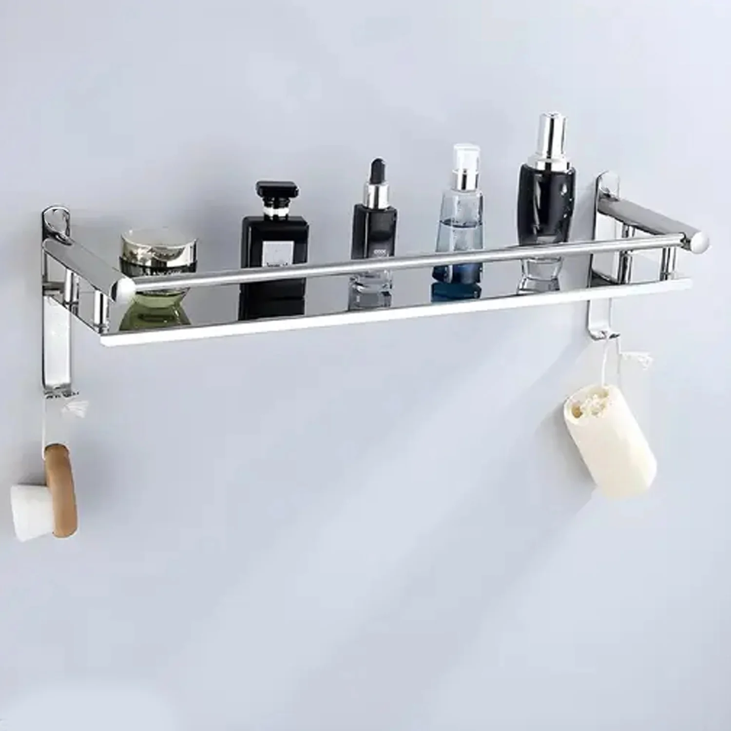 Stainless Steel Wall Mounted Washroom Rack - Single Layer Multipurpose Cabinet - Image 2
