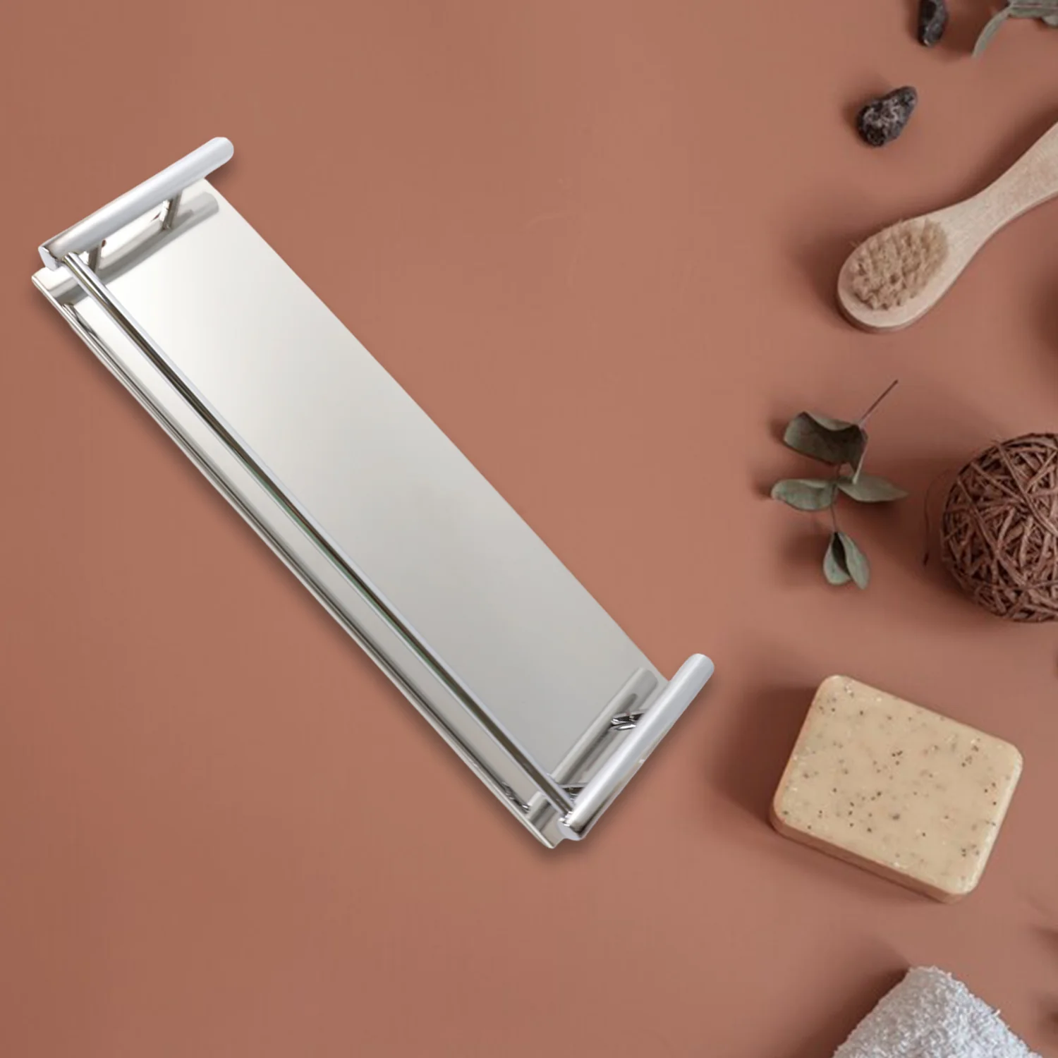 Stainless Steel Wall Mounted Washroom Rack - Single Layer Multipurpose Cabinet - Image 4