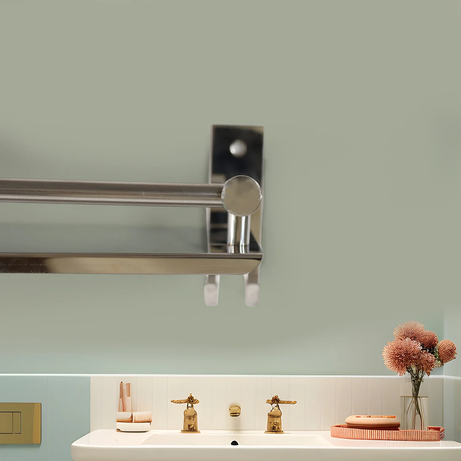 Stainless Steel Wall Mounted Washroom Rack - Single Layer Multipurpose Cabinet - Image 5