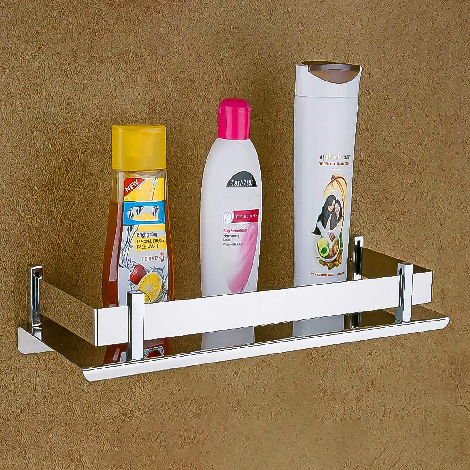 Stainless Steel Wall Mounted Washroom Rack - Single Layer Multipurpose Cabinet - Image 2