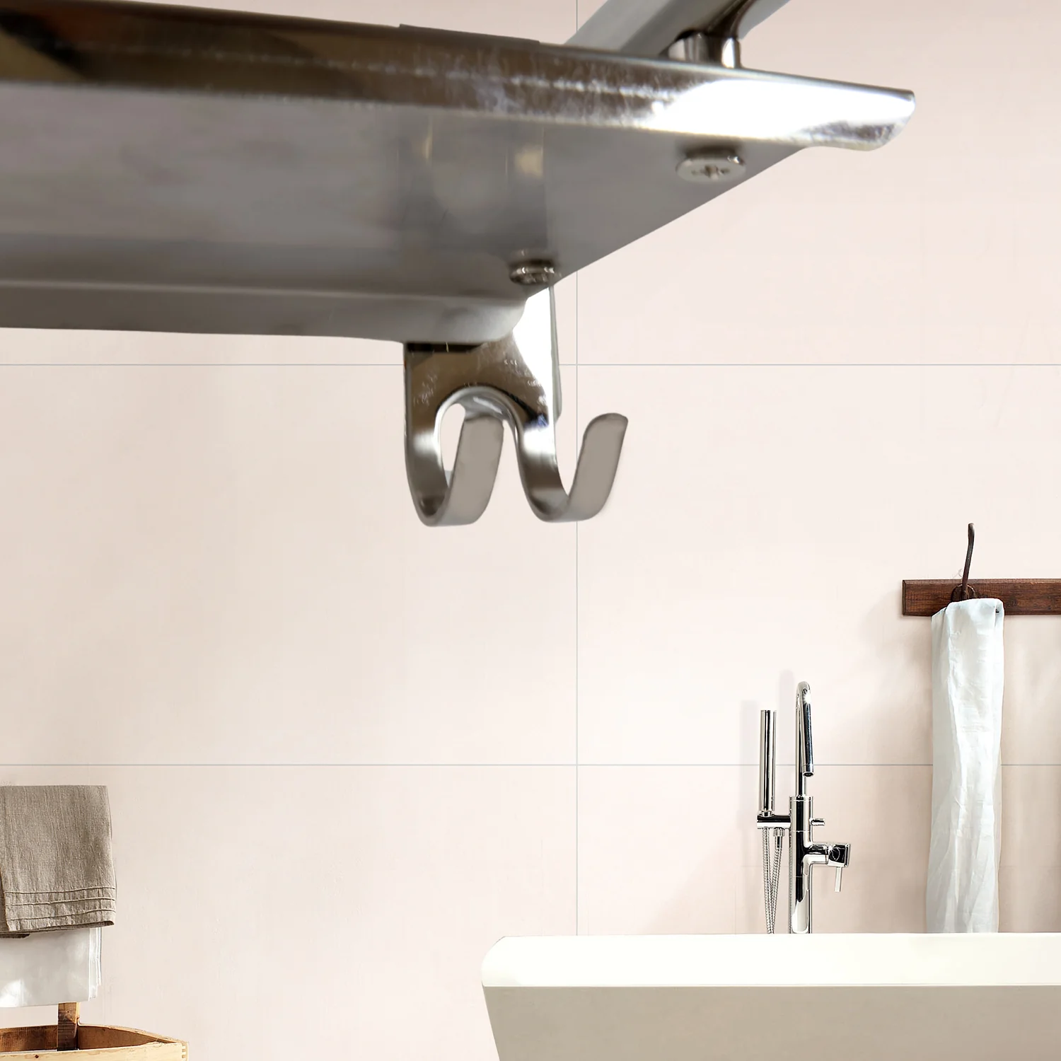 Stainless Steel Wall Mounted Washroom Rack - Single Layer Multipurpose Cabinet - Image 5