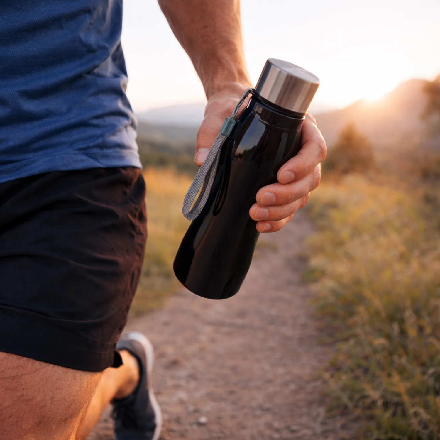 Stainless Steel Water Bottle with Carry Strap 600 ML - Image 3