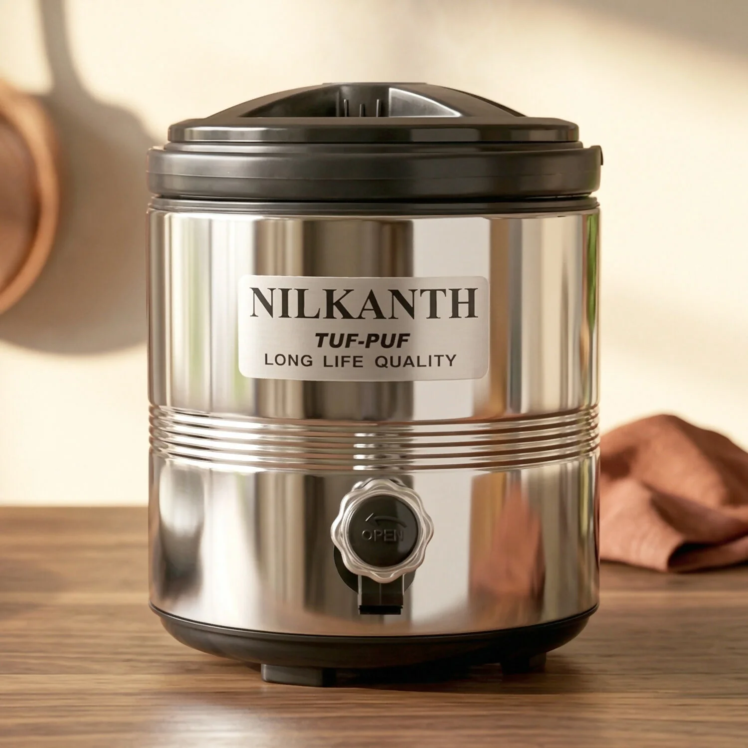 Stainless Steel Water Dispenser with Tap & Carry Handle – Hot and Cold Beverage Storage - Image 3