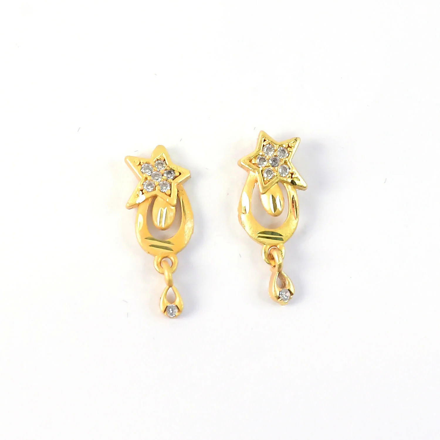 Star Motif Designer Drop Earrings with Subtle Crystal Embellishment - Image 5