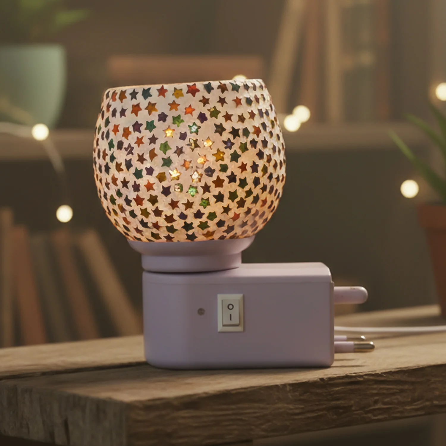 Decorative Star Pattern Kapoor Dani Mosaic Glass Plug-In Night Lamp (1 Pc) - Image 7