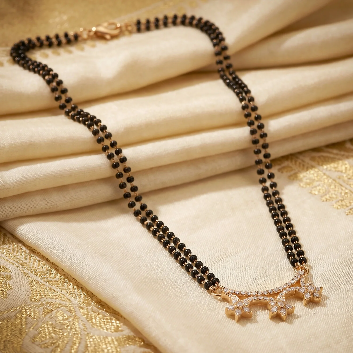 Star Pendant Designer Mangalsutra with Black Beads Chain - Image 4
