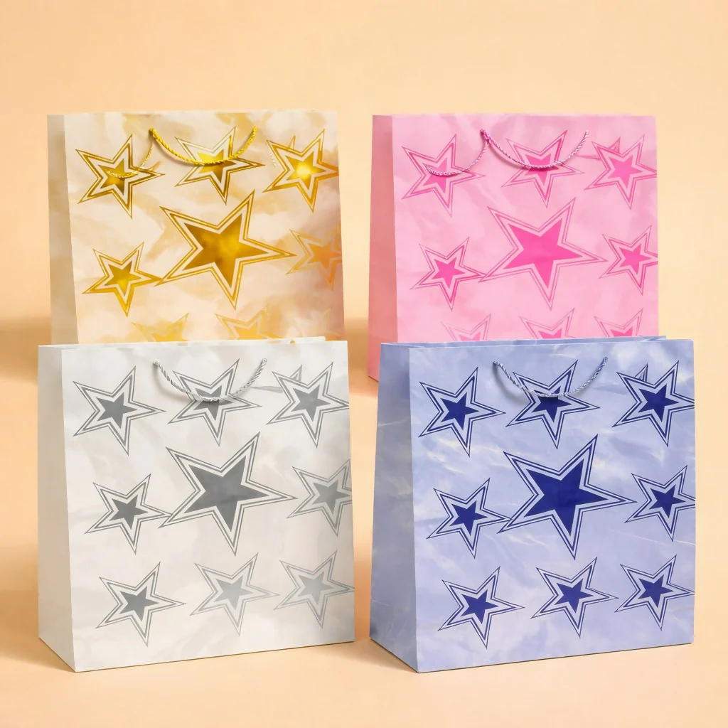 Star Print Gift Bag with Handle Premium Paper Carry Bag - Image 3