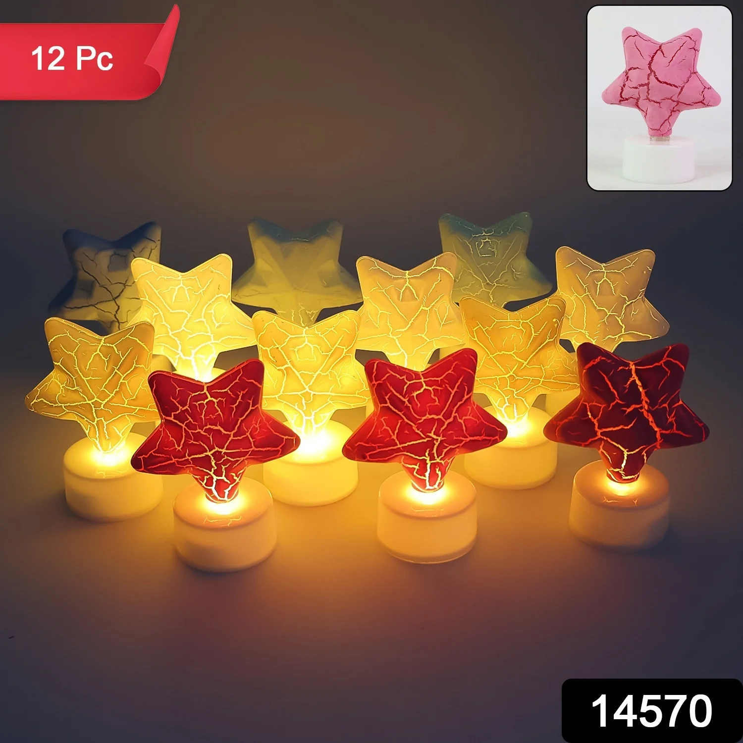 Star Shape Decorative LED Tealight Candles (12 Pc) - Image 2