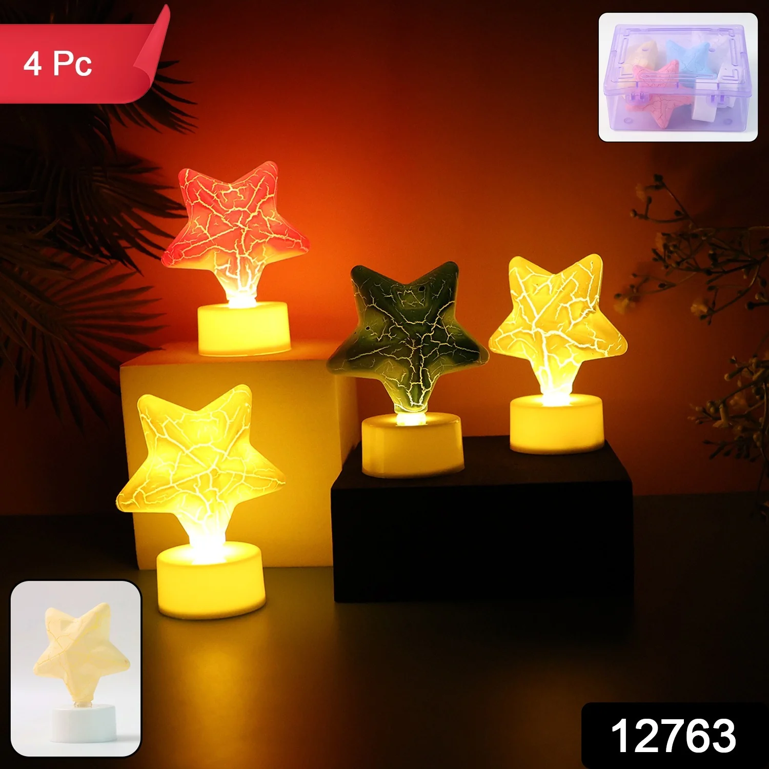 Star Shape Decorative LED Tealight Candles (4 Pc) - Image 2
