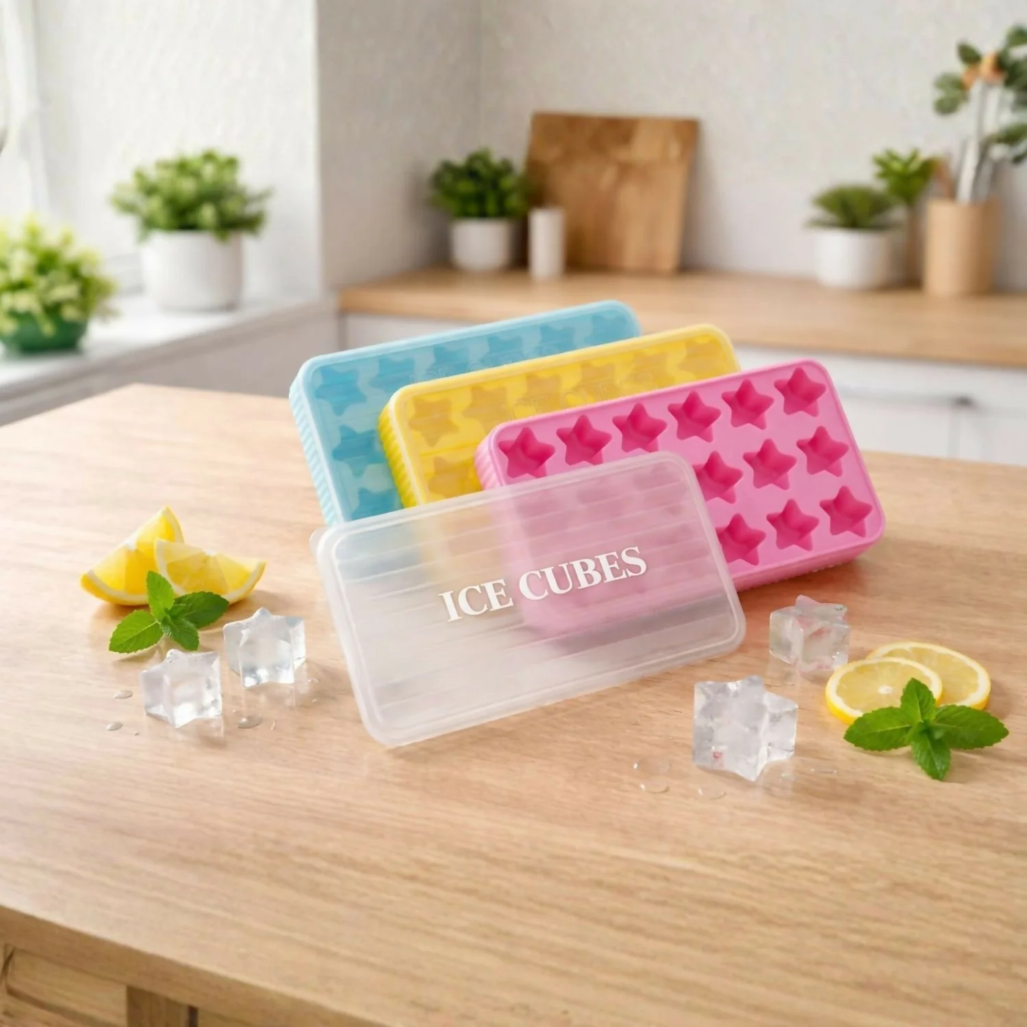 Star Shape Ice Cube Tray with Lid 1 Pc Flexible Silicone Ice Mold for Drinks - Image 3