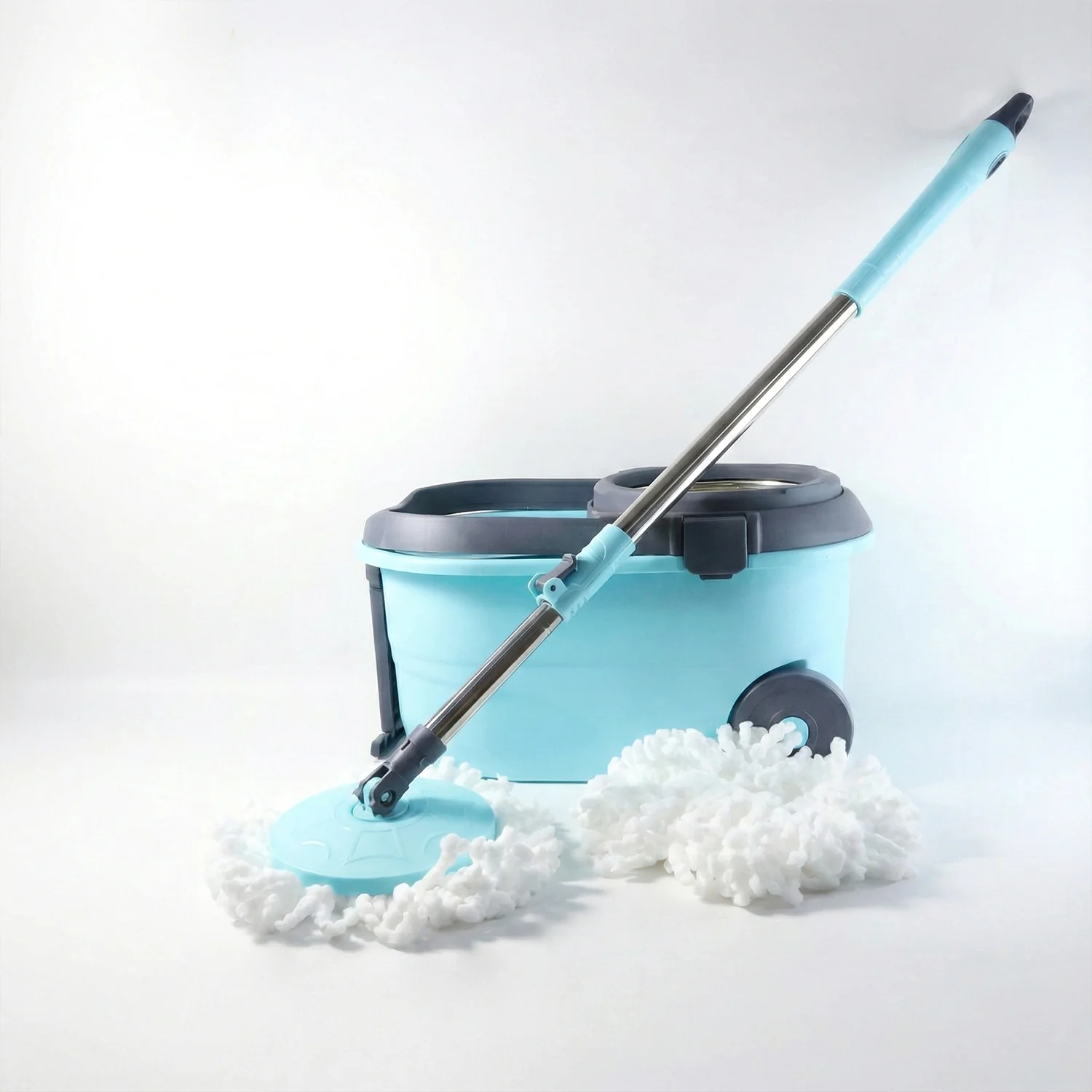 Steel Jari Bucket Mop Set with Microfiber Spin Mop (1 Set) - Image 5