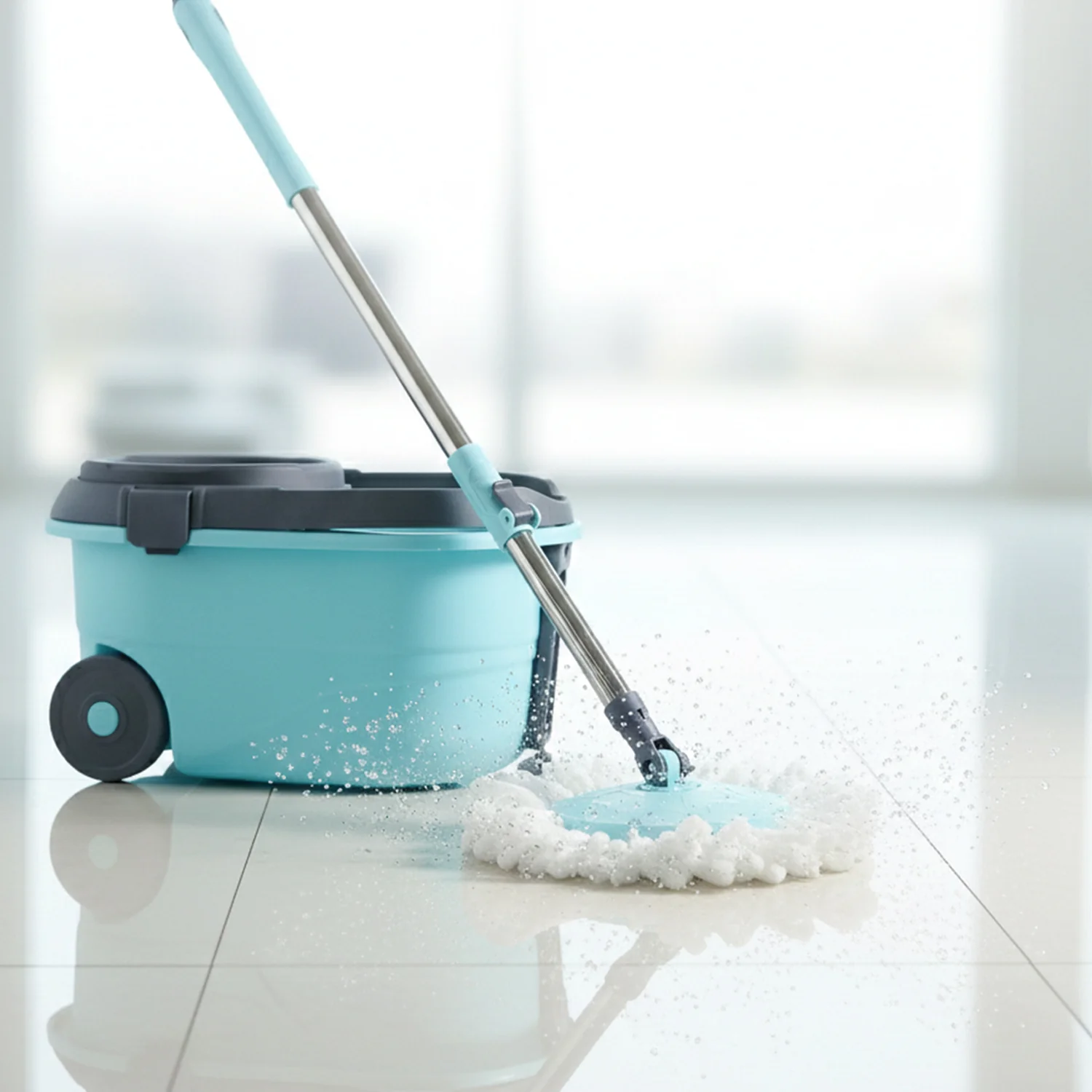 Steel Jari Bucket Mop Set with Microfiber Spin Mop (1 Set) - Image 6