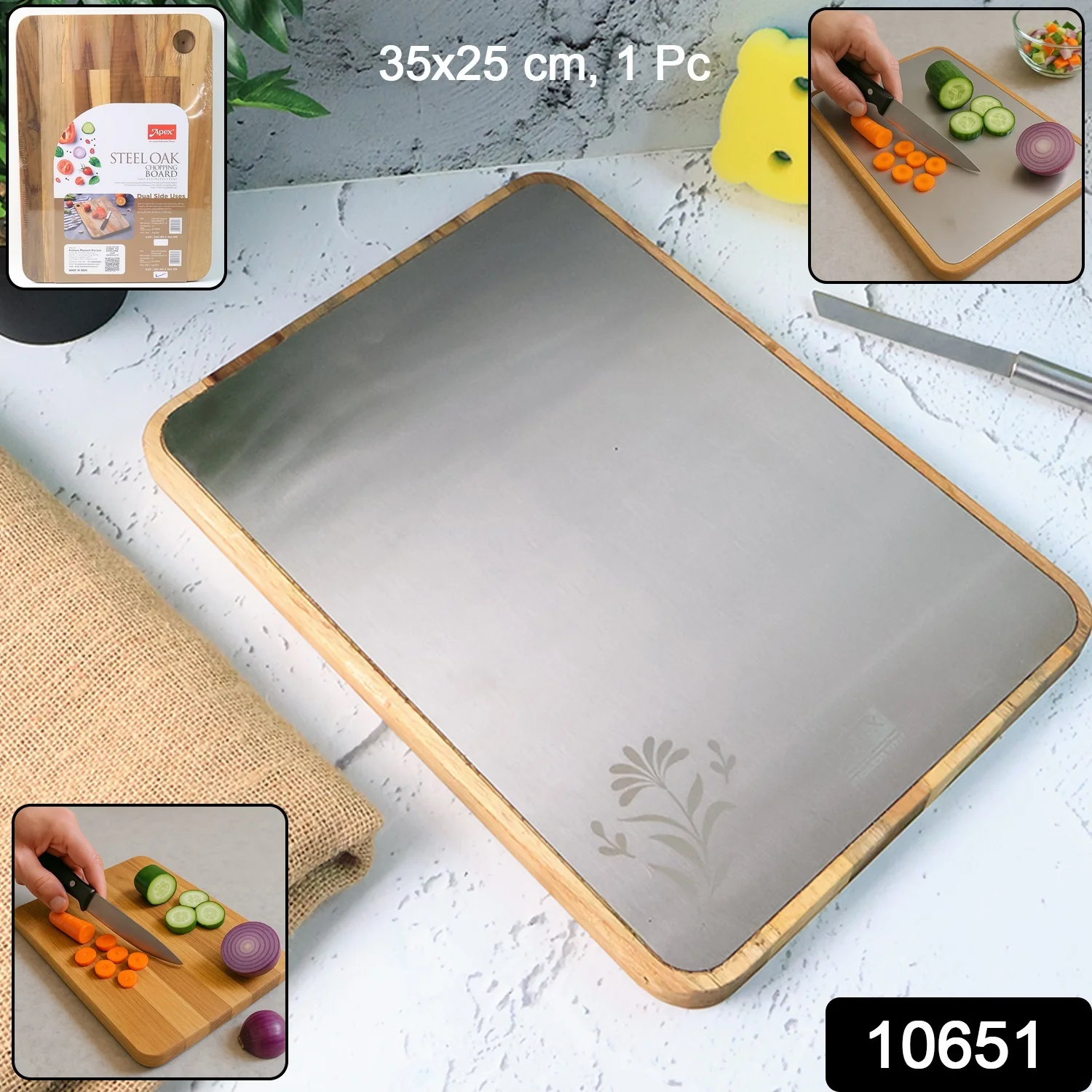 Apex Steel Oak Cutting Board with Wooden Handle (1 Pc) - Image 2