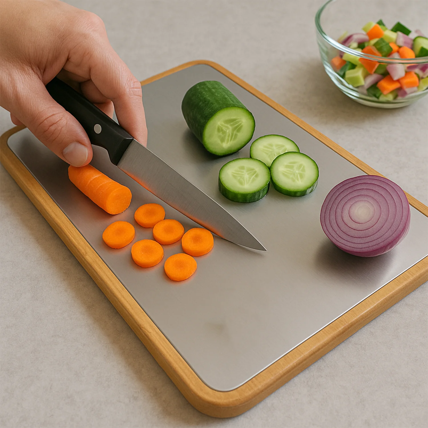 Apex Steel Oak Cutting Board with Wooden Handle (1 Pc) - Image 3