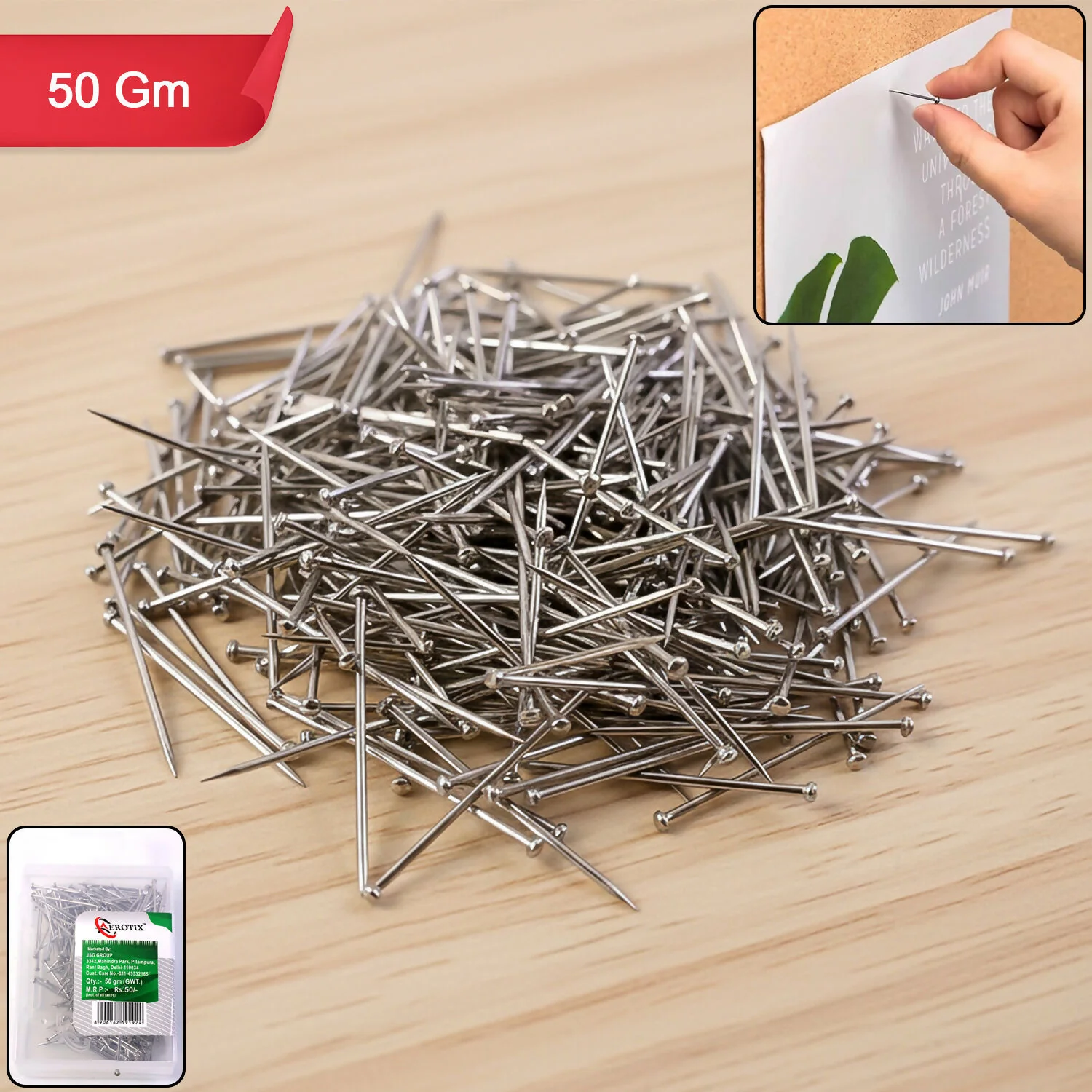 Steel Tachani for Notice Board, Fabric and Craft Use (50 Gm)