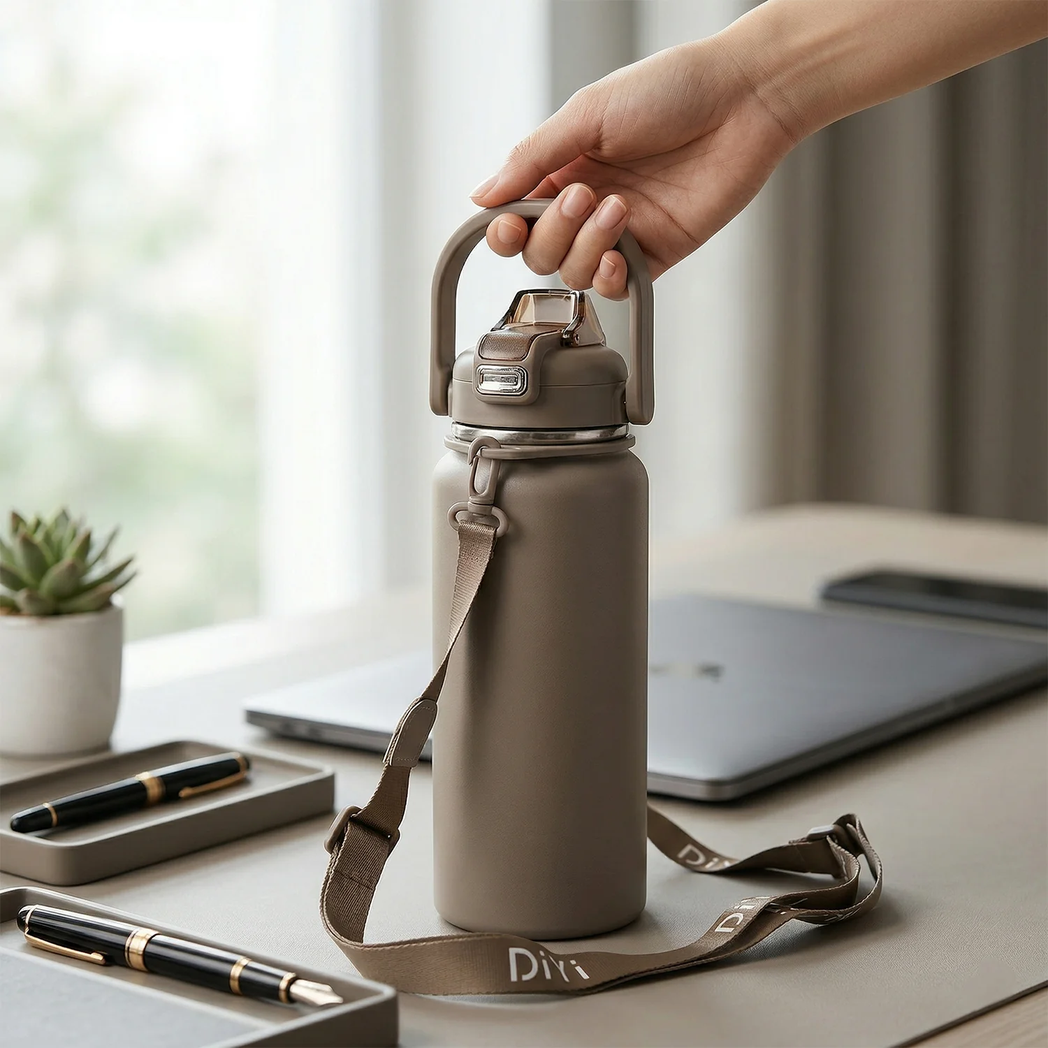 Stainless Steel Water Vacuum Insulated Bottle With Straw (1500ML, Mix Color) - Image 3