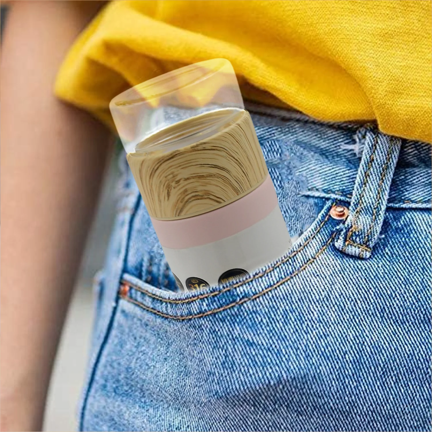 Steel Water Bottle With Glass Lid (350 ML) - Image 3