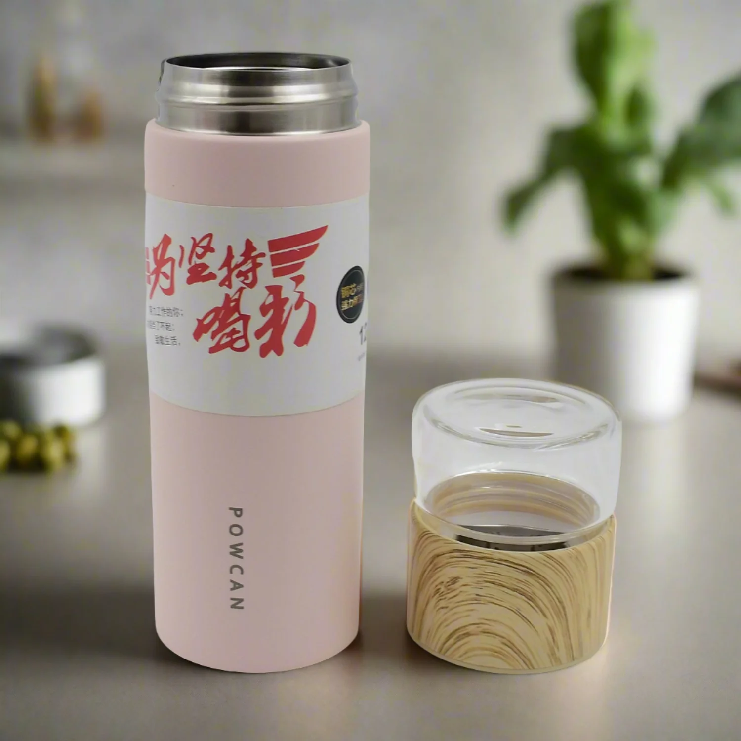 Steel Water Bottle With Glass Lid (350 ML) - Image 4