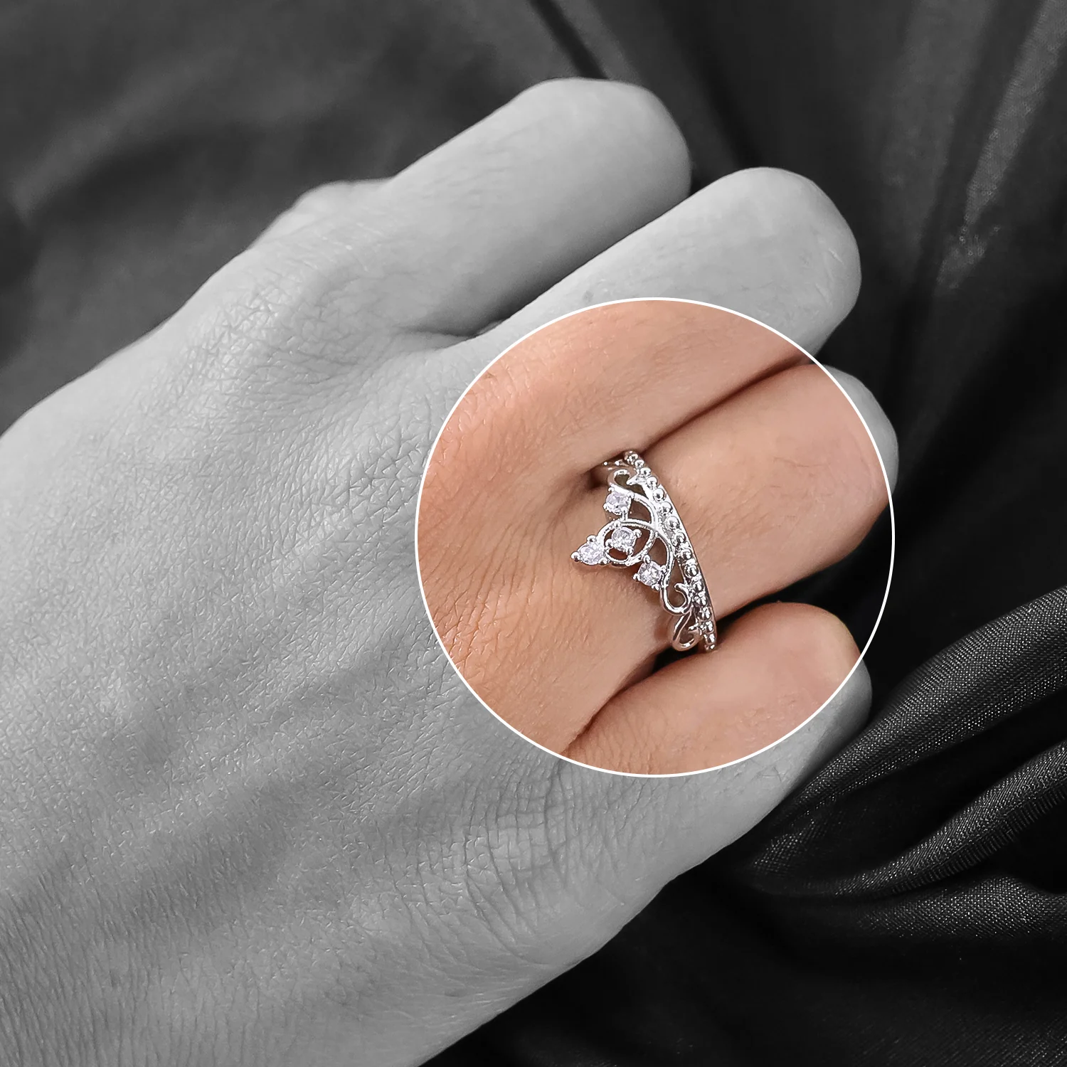 Sterling Oxidised Silver Couple Ring Gift With Attractive Red Love Box (2Pcs) - Image 3