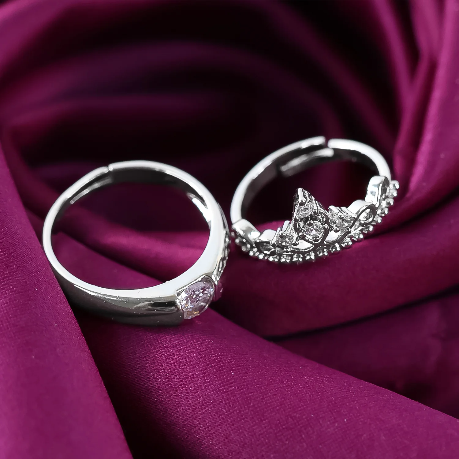 Sterling Oxidised Silver Couple Ring Gift With Attractive Red Love Box (2Pcs) - Image 5