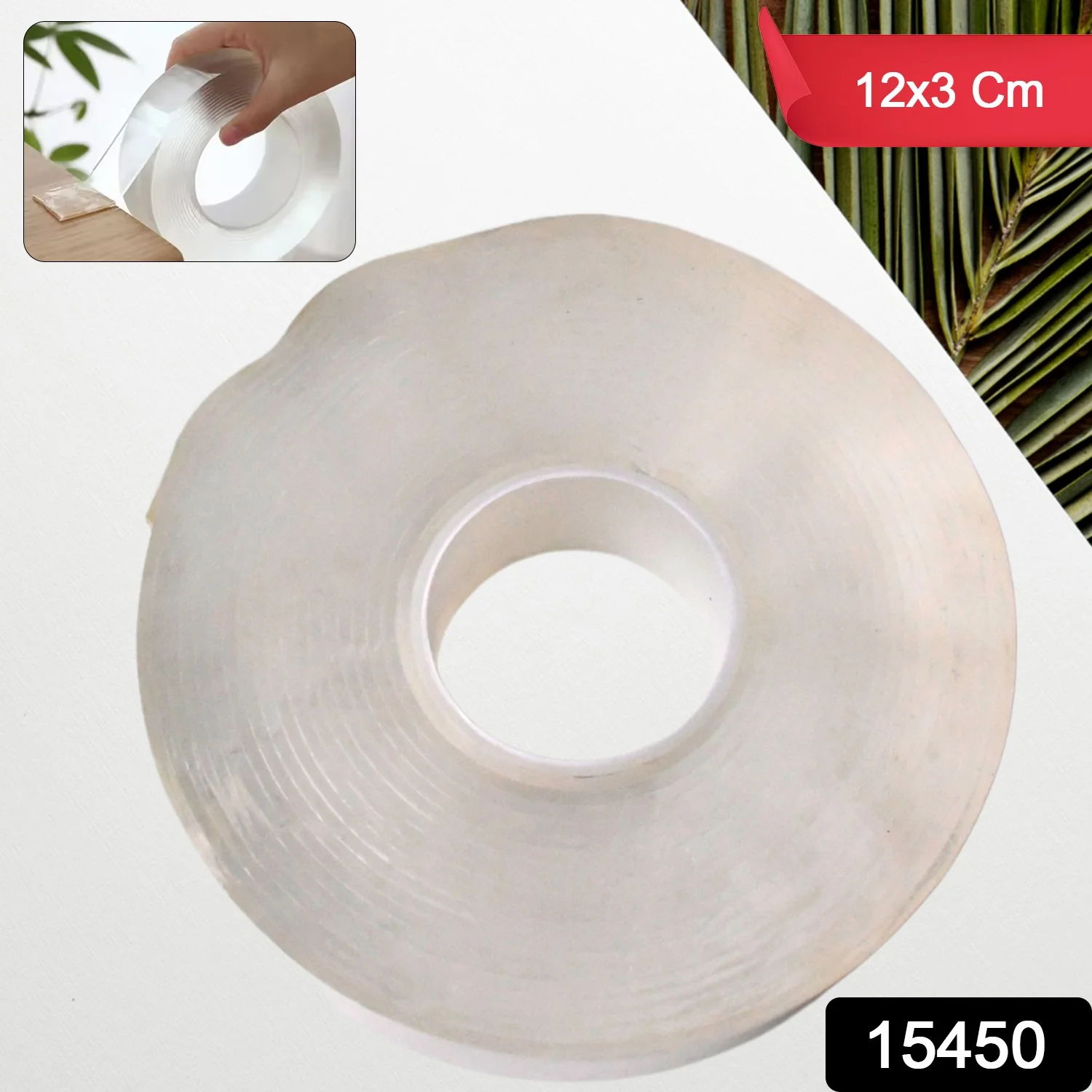 Sticky Double Sided Tape Washable Adhesive Tape Reusable (12×3 Cm / 1 Pc) - Image 3