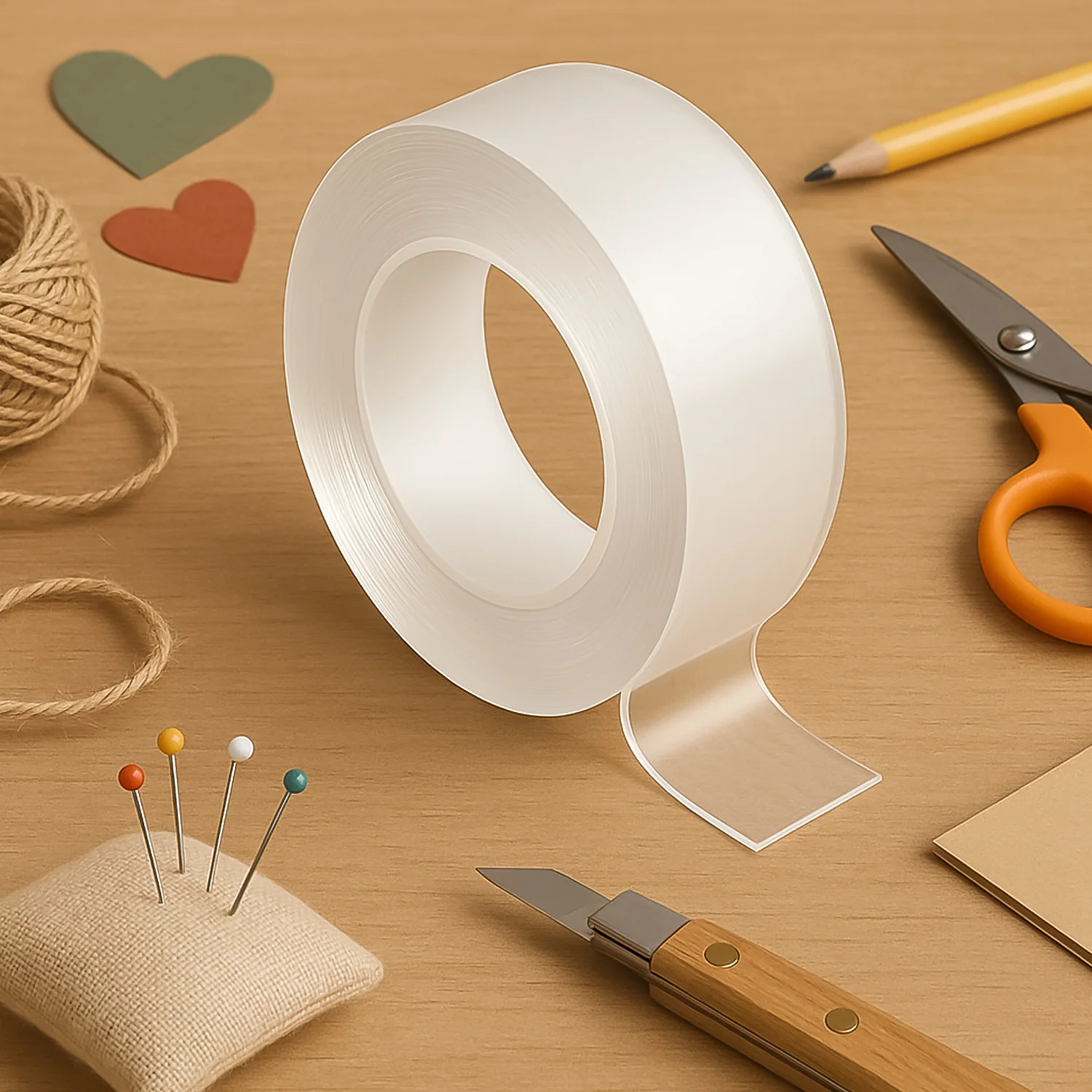 Sticky Double Sided Tape Washable Adhesive Tape Reusable (Thin / 6.5×3 Cm / 1 Pc) - Image 3