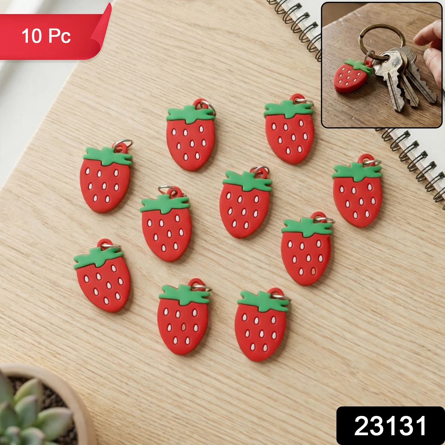 Strawberry Design Bag Charm Keychain Set (10 Pc) - Image 2
