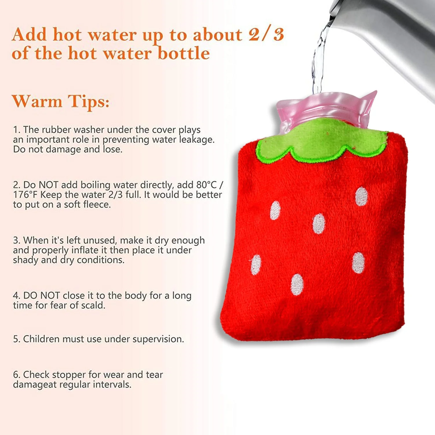 Strawberry design relief: mini hot water bag for neck & shoulders - Image 8