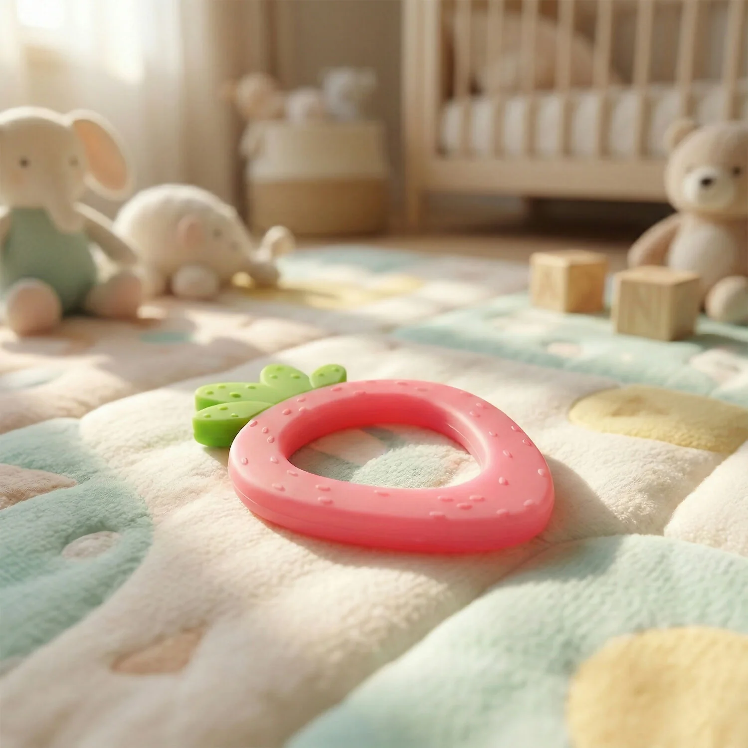 Strawberry shaped silicone baby teether - Image 3