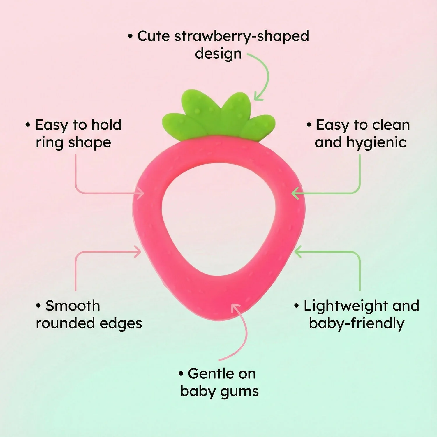 Strawberry shaped silicone baby teether - Image 5