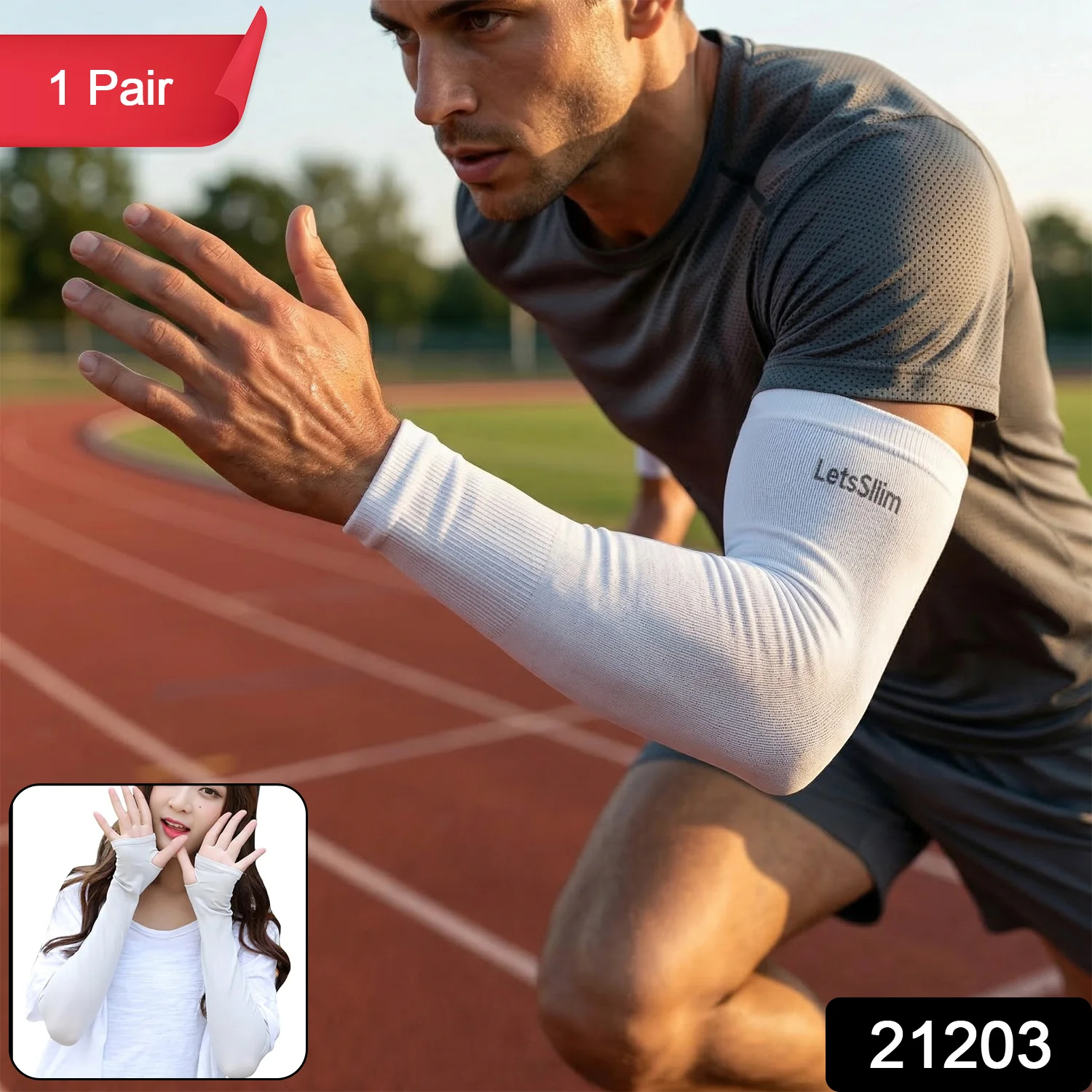 Stretchable Sports Arm Sleeve Pair (1 Pair, Mix Color) - Image 2