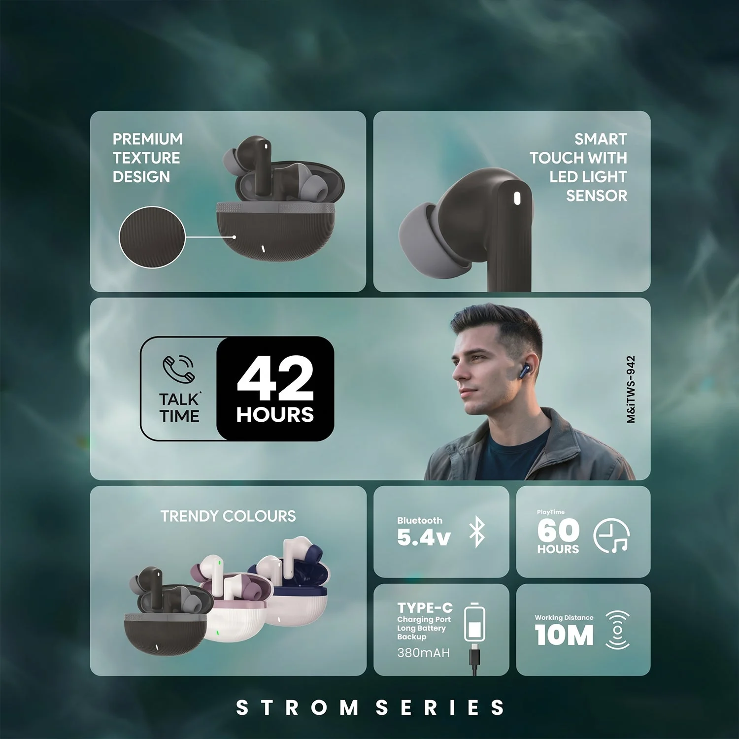 Strom Series Wireless Bluetooth Earbuds (1 Pc) - Image 6