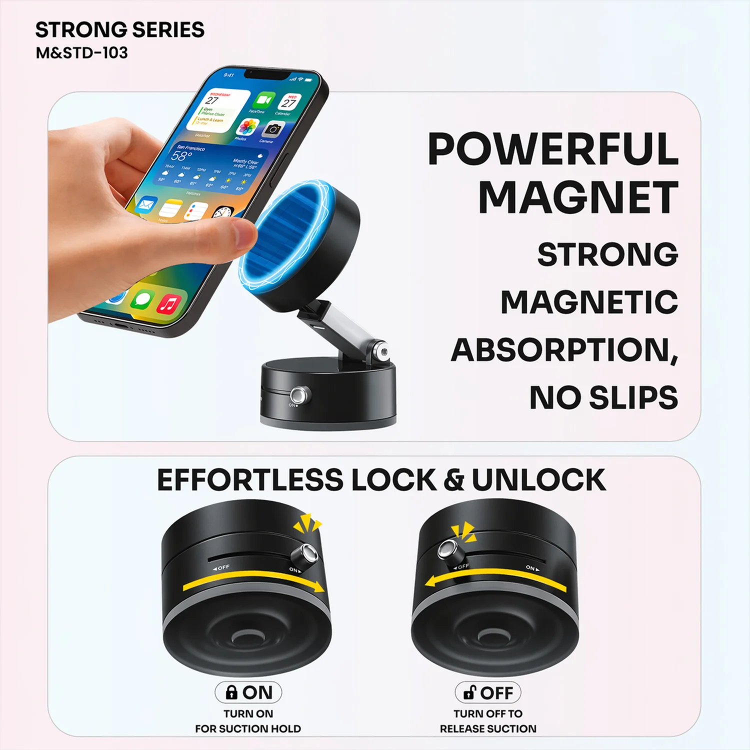 Strong Series Magnetic Phone Holder with Lock System (1 Pc) - Image 6