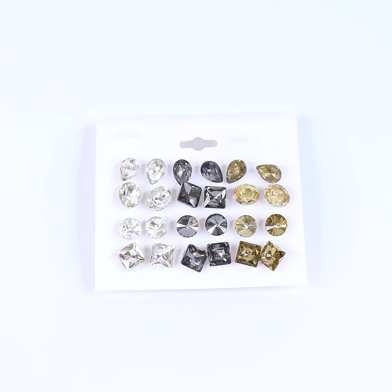 Stud Earrings With Single Stone Alloy Stud Earring (Set Of 12) - Image 3