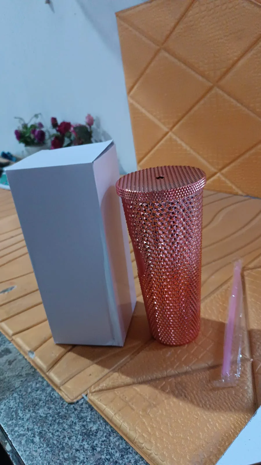 Studded Cup Tumbler Straw Lid - Plastic Double Walled Cold Cup for iced Coffee - Image 8