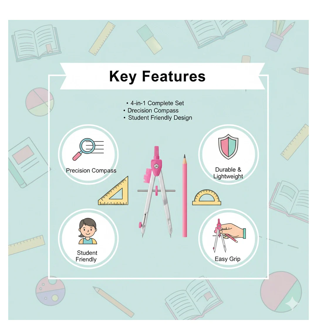 Student Geometry Compass Set (4 in 1) - Image 3