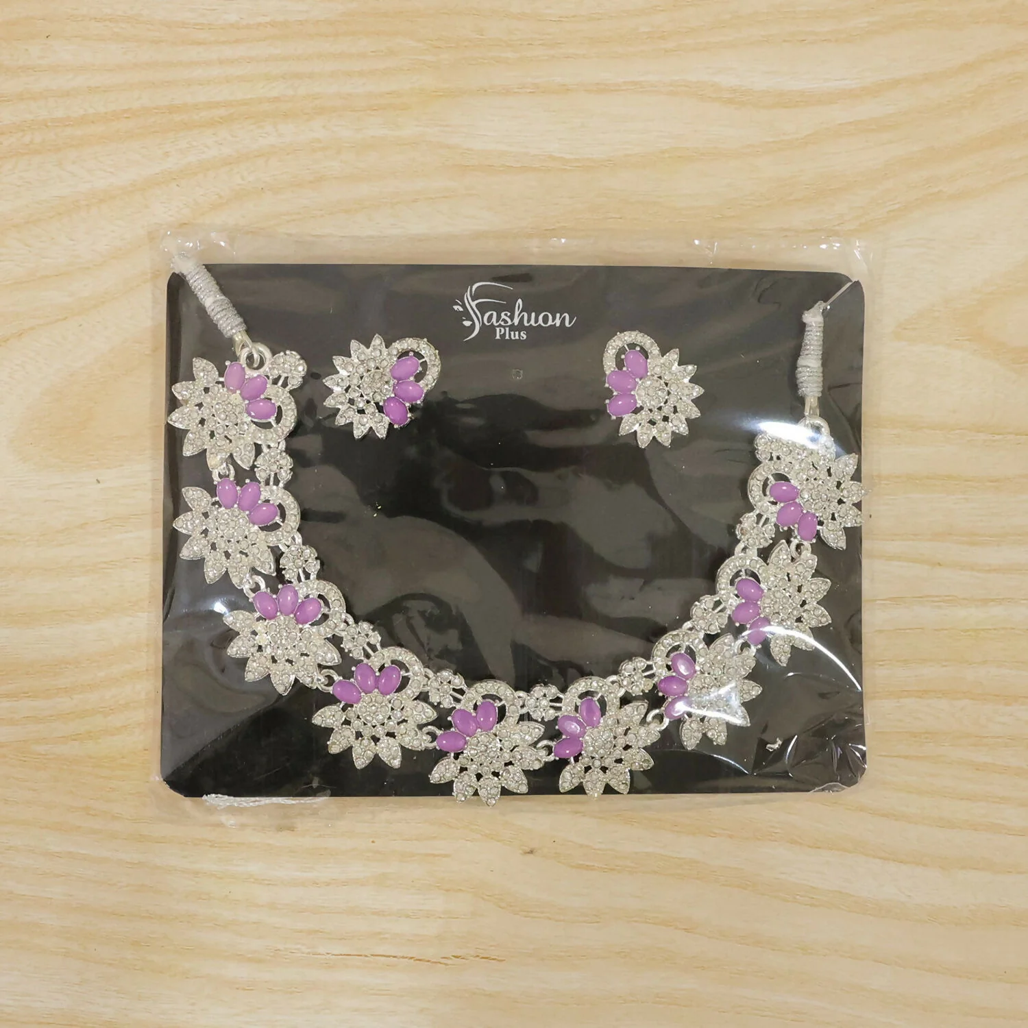 Stunning Pink Floral Necklace Set with Sparkling Earrings for Weddings and Parties - Image 7