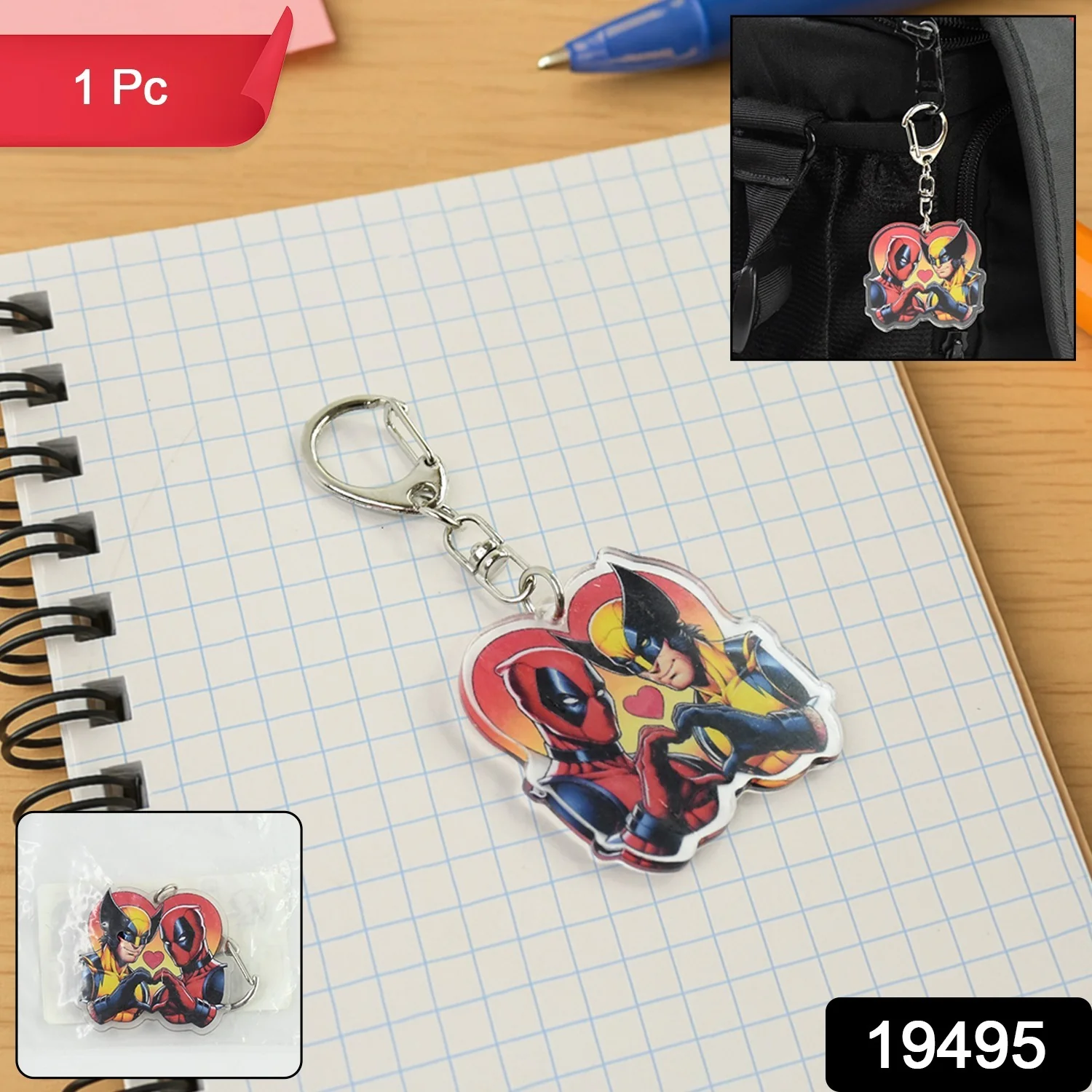 Stylish Acrylic Cartoon Character Keychain with Metal Clip (1 Pc) - Image 2