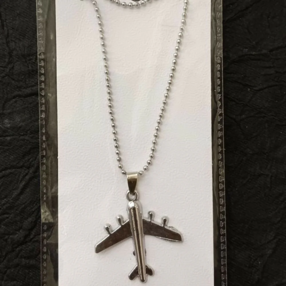 Stylish Aeroplane Shape Silver Tone Pendant Necklace for Men - Image 5
