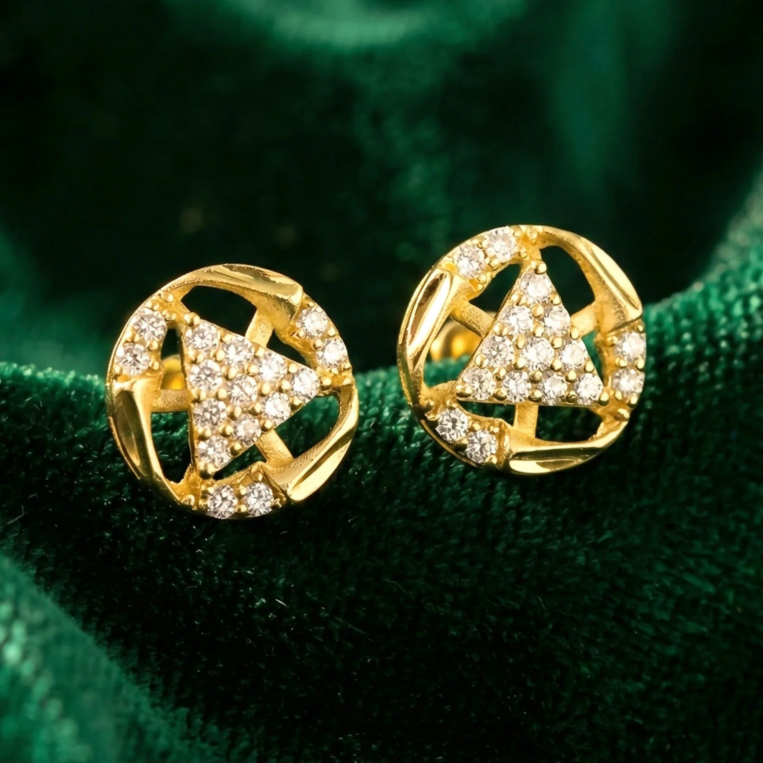 Stylish Bell Shape Gold Stud Earrings with Stone Accents - Image 4