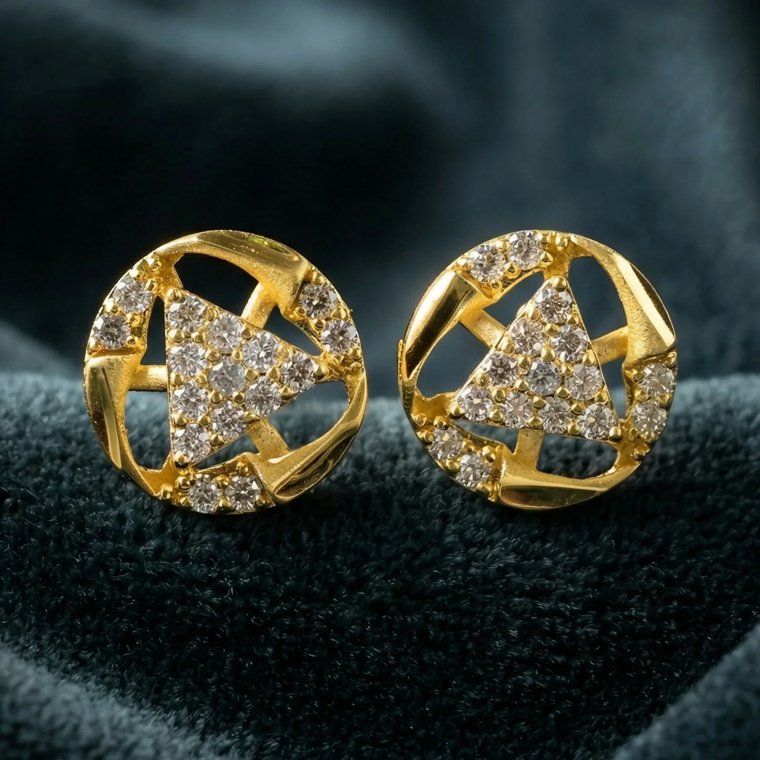 Stylish Bell Shape Gold Stud Earrings with Stone Accents - Image 5