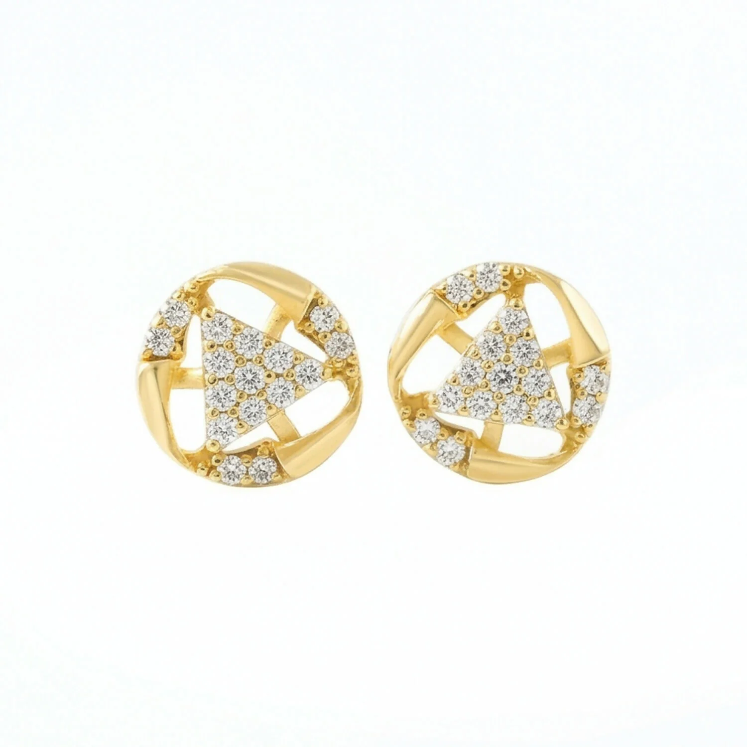 Stylish Bell Shape Gold Stud Earrings with Stone Accents - Image 6