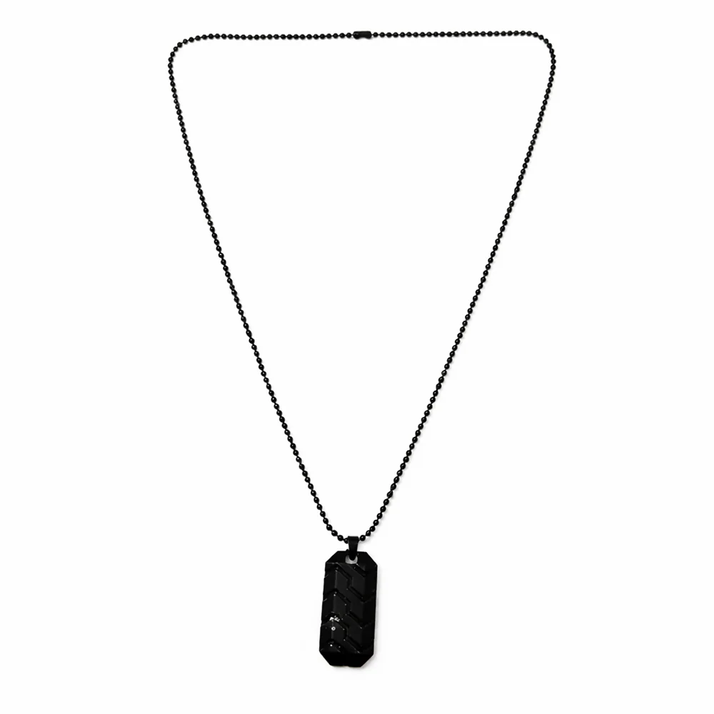 Stylish Black Tire Tread Pattern Pendant Necklace Chain Trendy Fashion Jewelry - Image 3