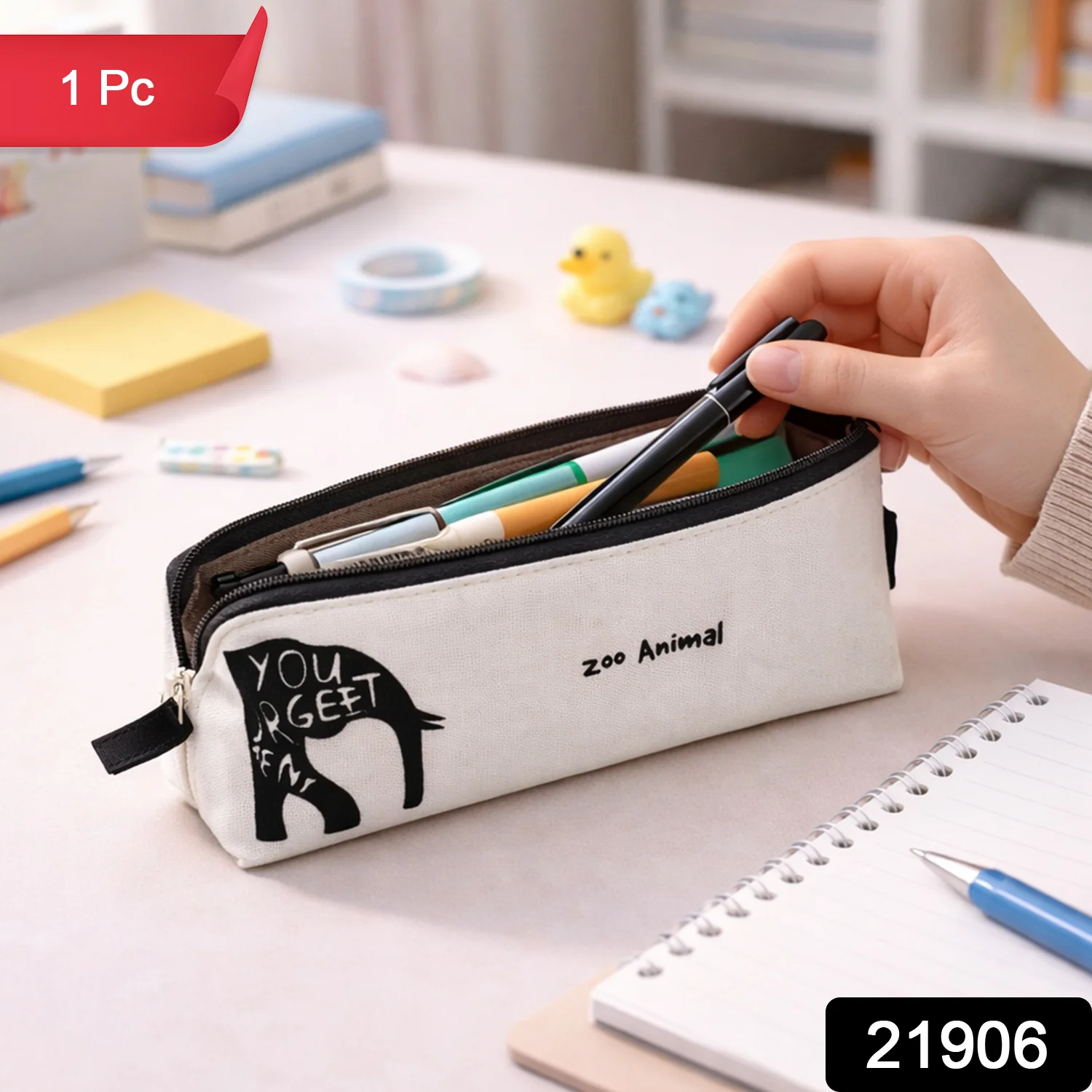 Stylish Canvas Pencil Pouch (1 Pc) - Image 2