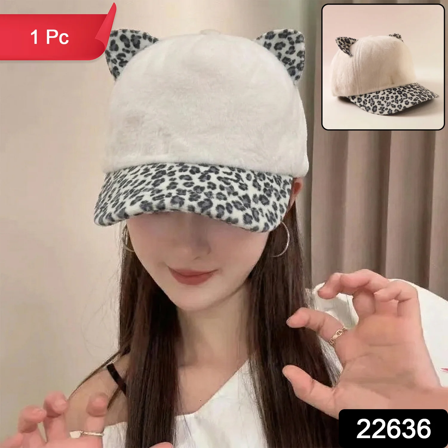 Stylish Cat Ear Designer Cap for Women & Girls (1 Pc) - Image 2