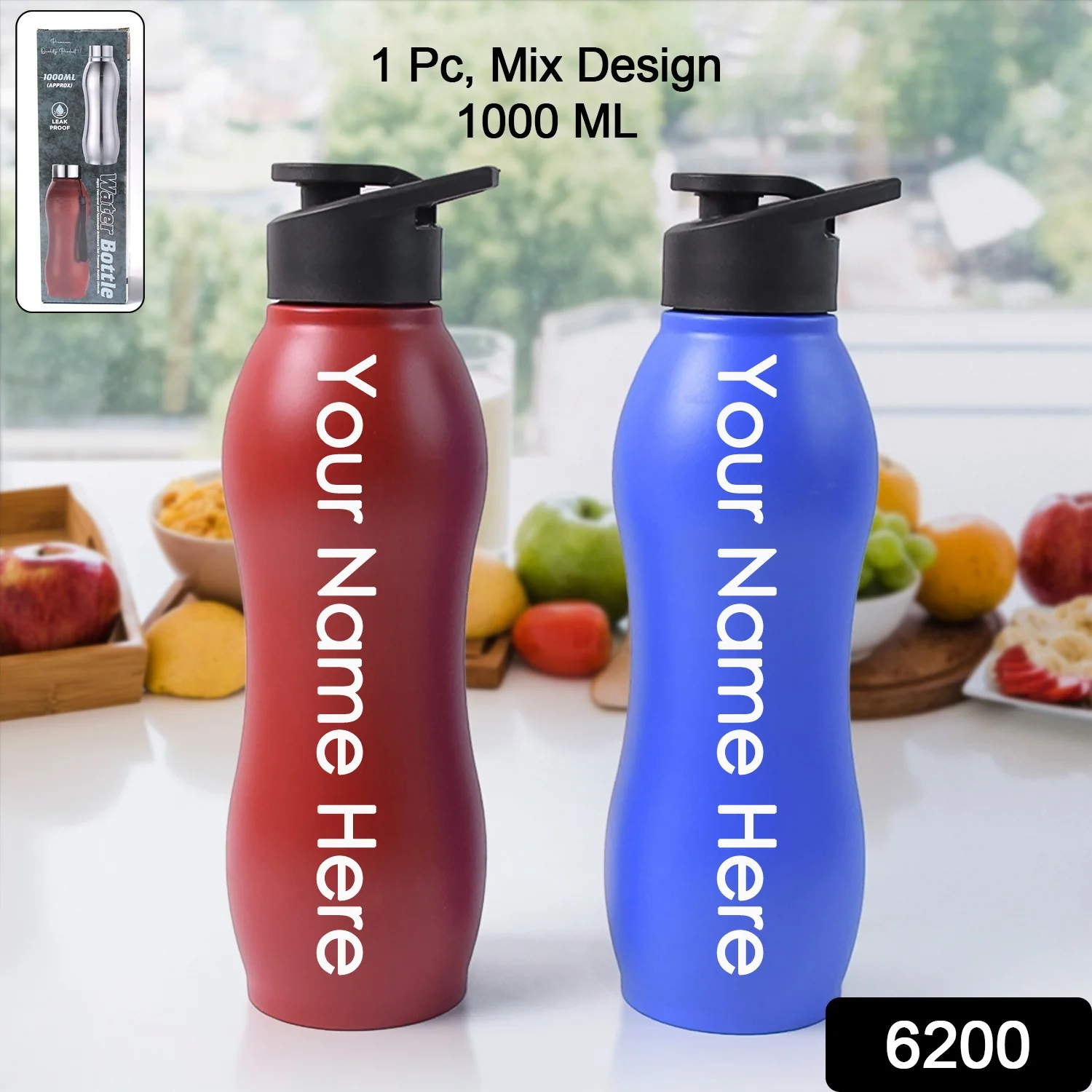 Customized / Personalized Stainless Steel Water (1000ML / Mix Colour / 1 Pc / Matte) - Image 2