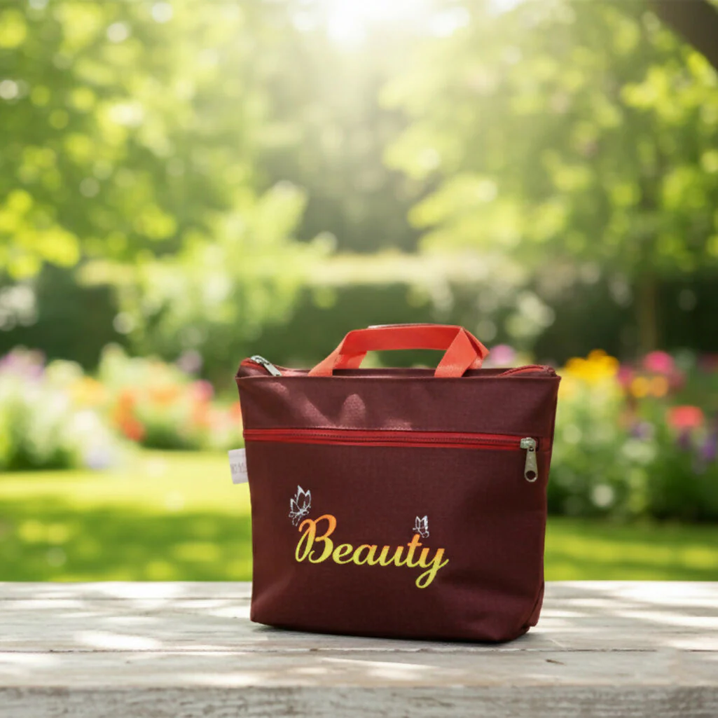 Stylish Denim Shopping Bag with Green Handles – “Beauty” Tote - Image 2