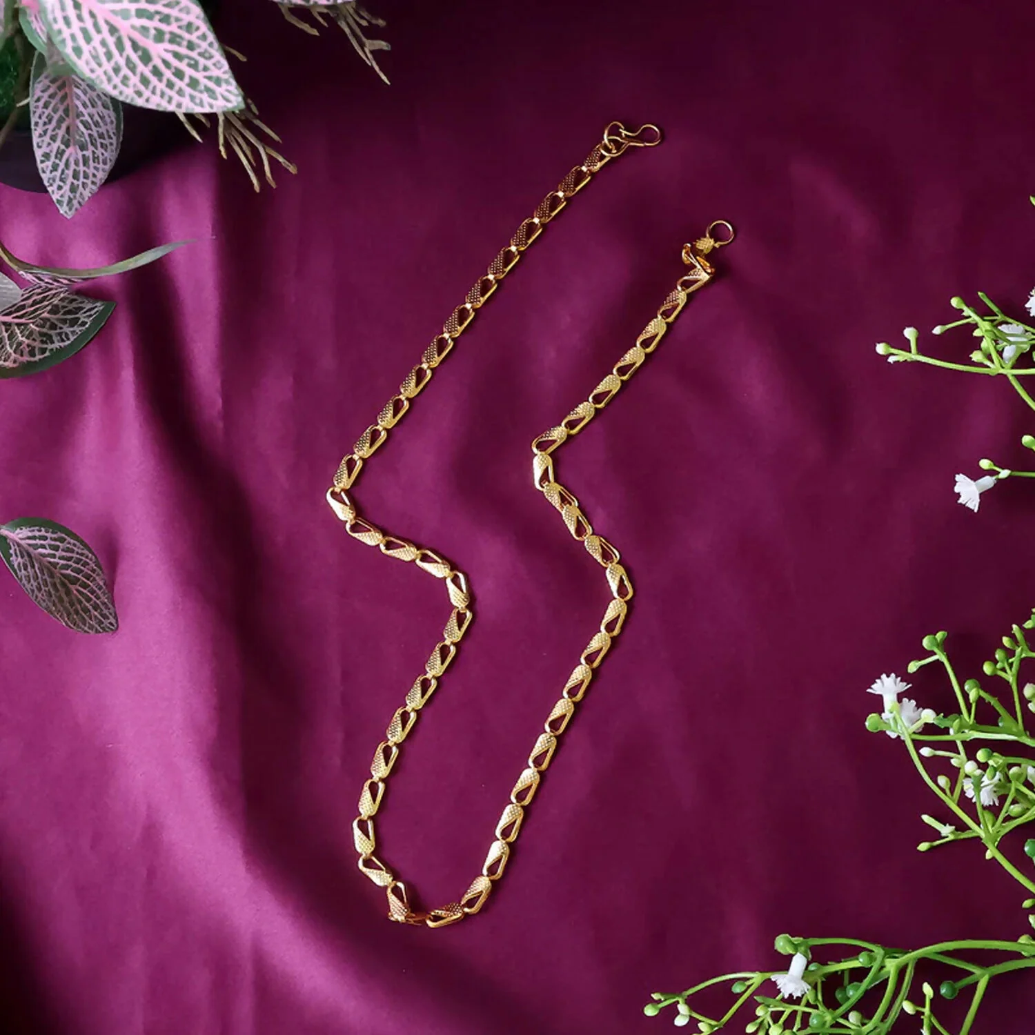 Stylish Dual Tone Textured Chain Necklace for Men & Women - Image 5