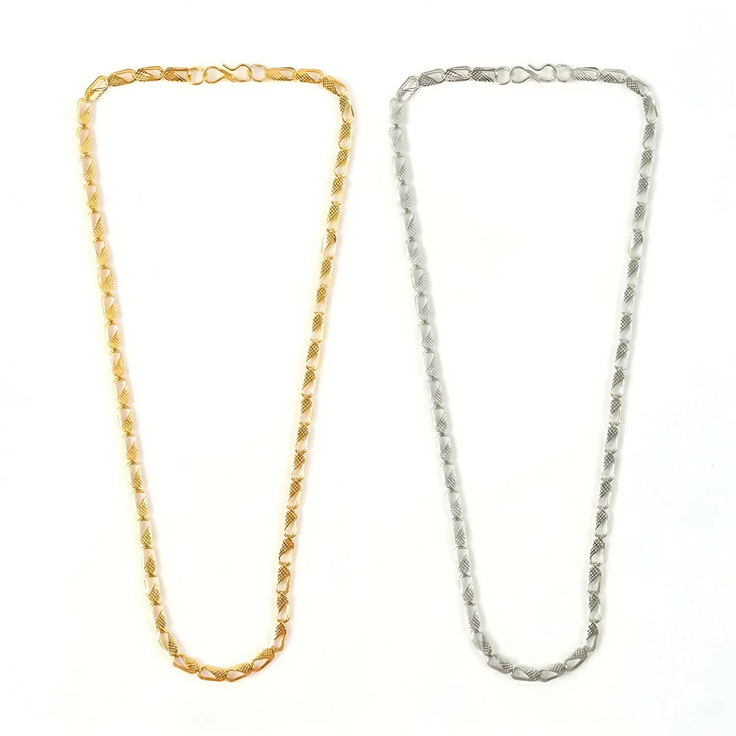 Stylish Dual Tone Textured Chain Necklace for Men & Women - Image 6
